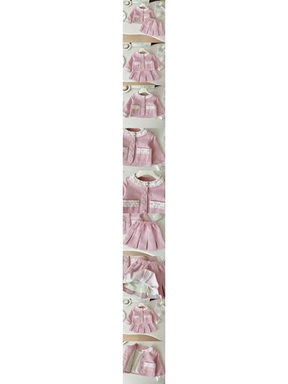 2025 Autumn Korean Style Girls' Little Coco Skirt Set - Pink Cute Two-Piece 67 Trendy