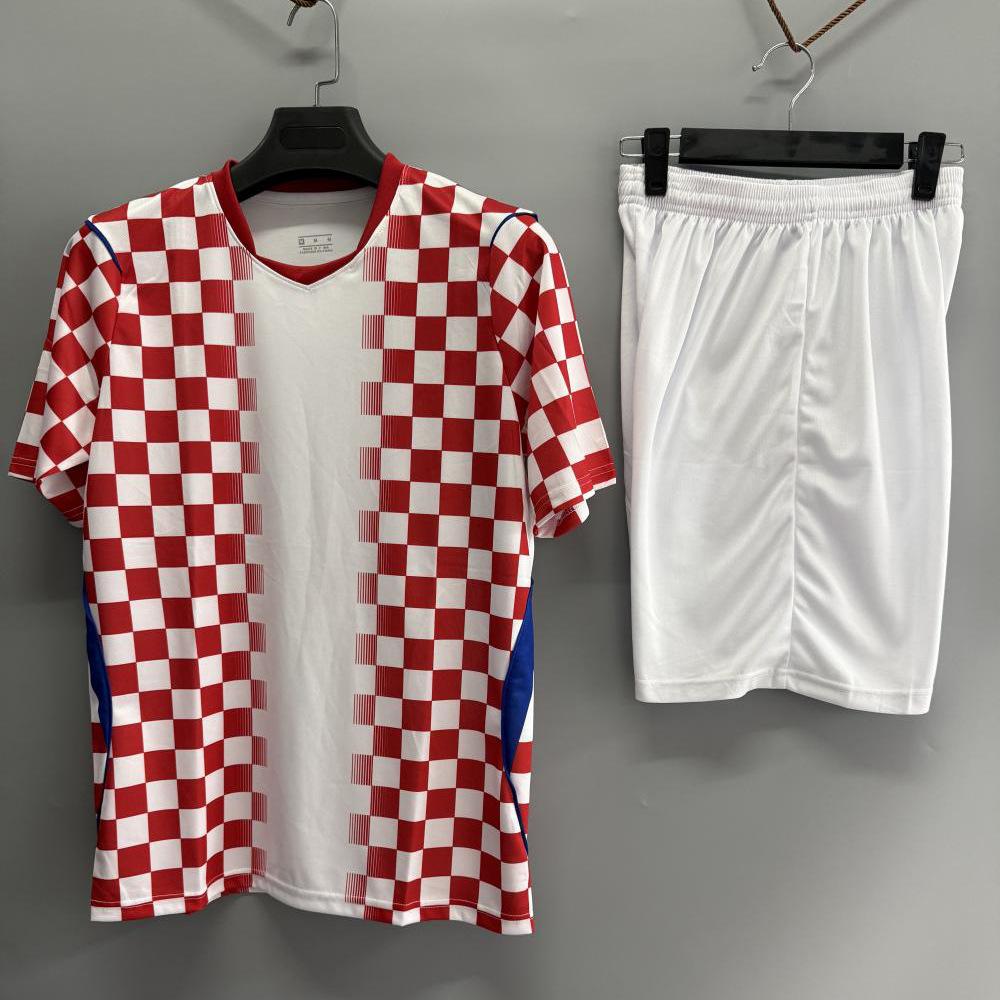 World Cup Light Board Croatia Home Court Adult Children Short-Sleeved Jersey Football Jersey Student Sports Suit 16
