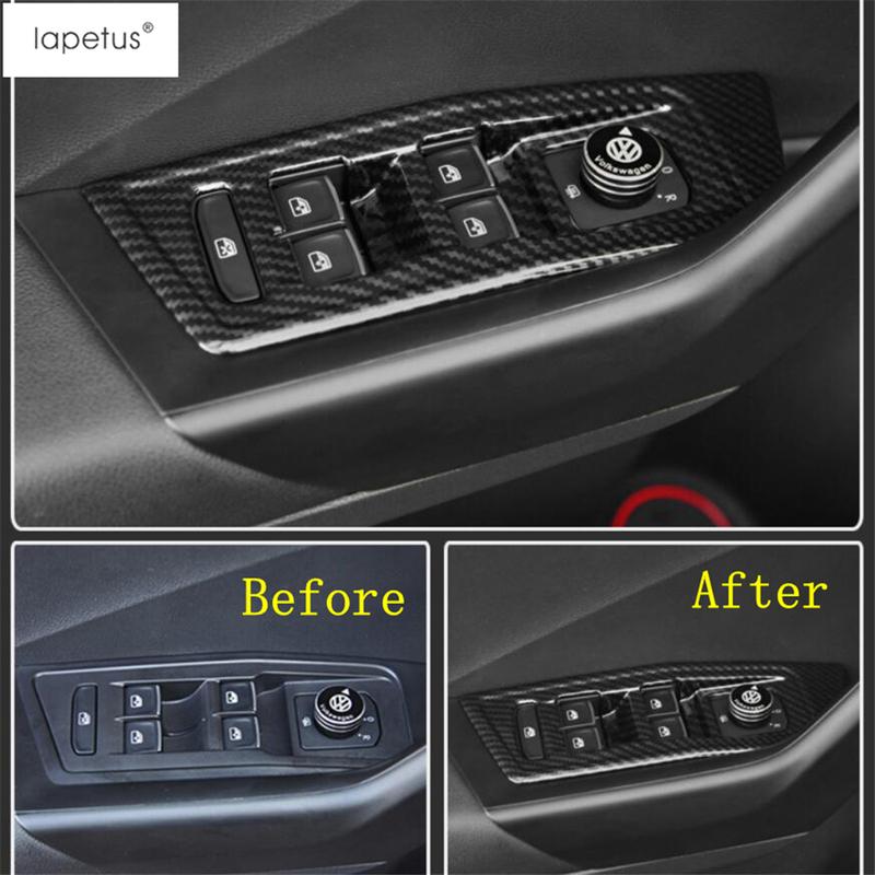 Car Door Armrest Window Switch Control Panel Cover Trim Carbon Fiber Interior Accessories For Volkswagen T-Roc T Roc 2018 - 2025