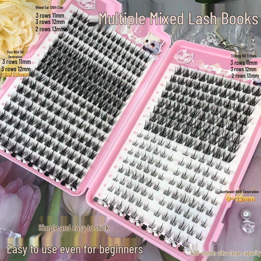 Large Capacity Fishtail & Wild Wheat Ear Eyelash Pack: Little Devil White Moonlight Edition Single box