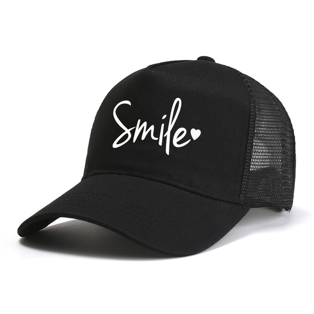 Smile Heart Print Women Baseball Cap Fashion Causal Outdoor Sport Caps Unisex Breathable Sun Hat Adjustable Mesh Trucker Hats