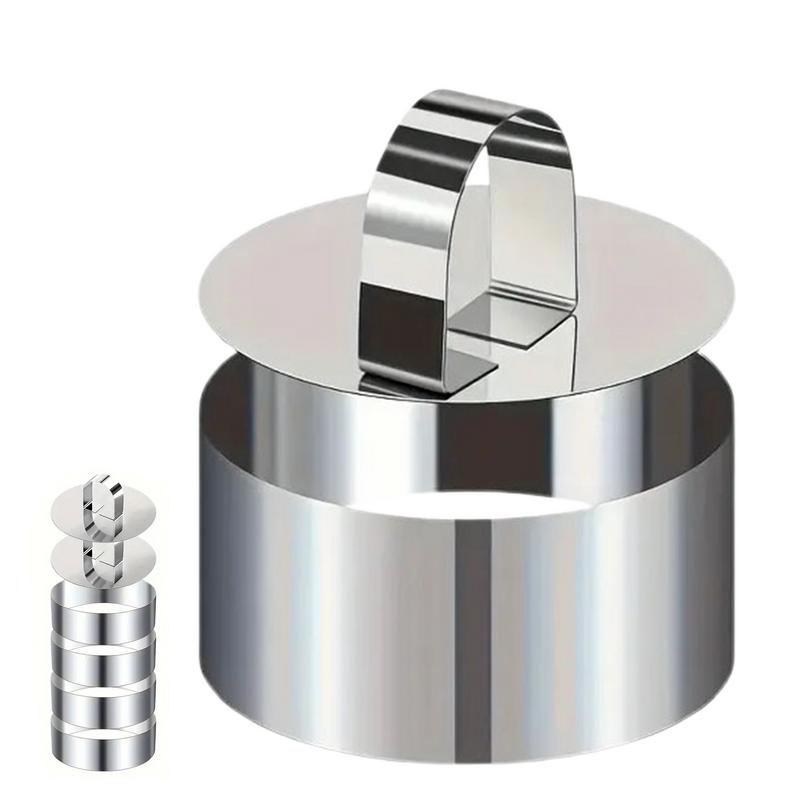 Stainless Steel Cake Mold Round Mold Pressure Plate With Push Piece Rustproof Baking Cake Rings Onigiri Bento Sushi Baking Tool