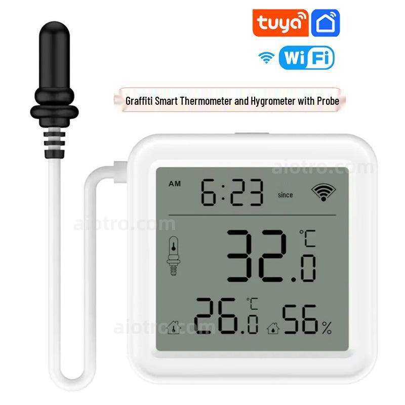 Tuya WiFi Indoor Temperature & Humidity Sensor with Remote Control and Probe