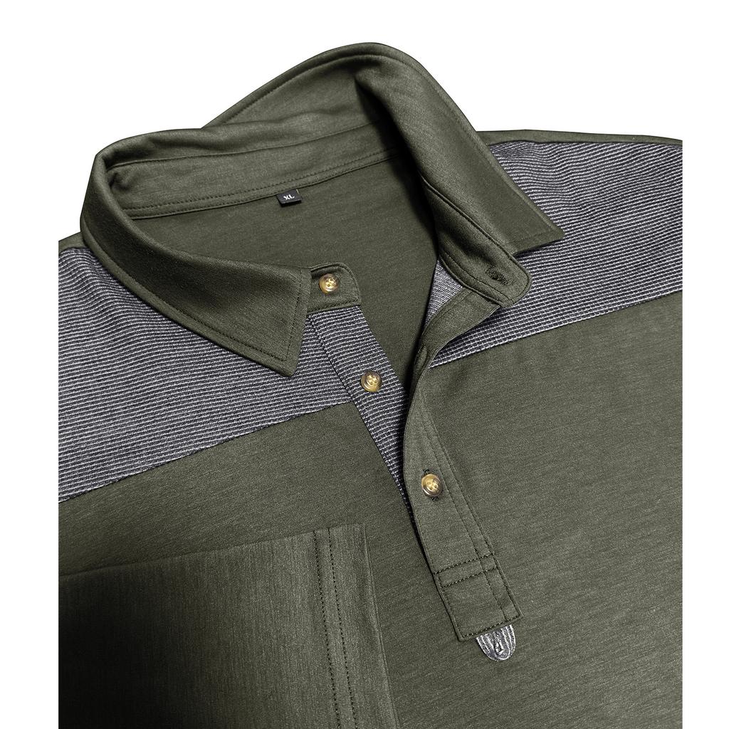 Men's Casual Vintage Lightweight Long Sleeve Polo Shirt Plus Size Long Sleeve Turn Down Collar Shirt for Everyday Wear