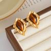 IngeSight.Z 3 Styles Vintage Brown Oval Resin Bead Stud Earrings Women Irregular Gold Color Metal Earring Banquet Party Jewelry