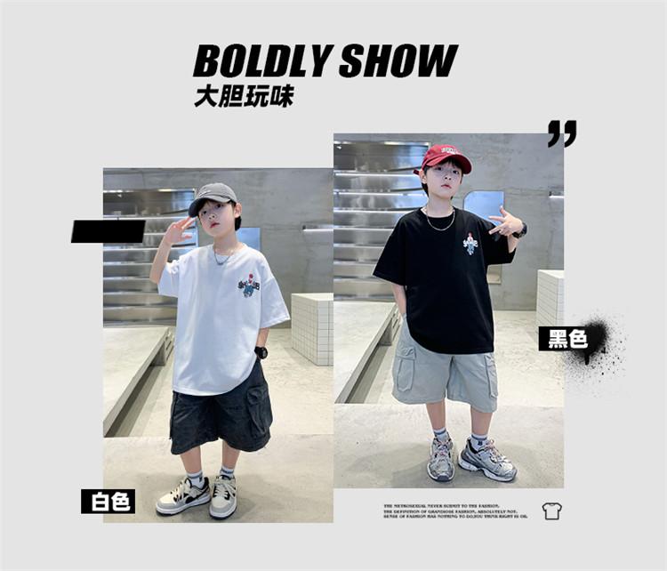 Boys' set summer new 2026 children's short sleeved t-shirt thin casual pants fashion two-piece set