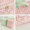2025 Plaid Pattern Toiletries Case Flip Makeup Bag with Zipper Quilted Cotton Cosmetics Storage Box for Woman and Girls