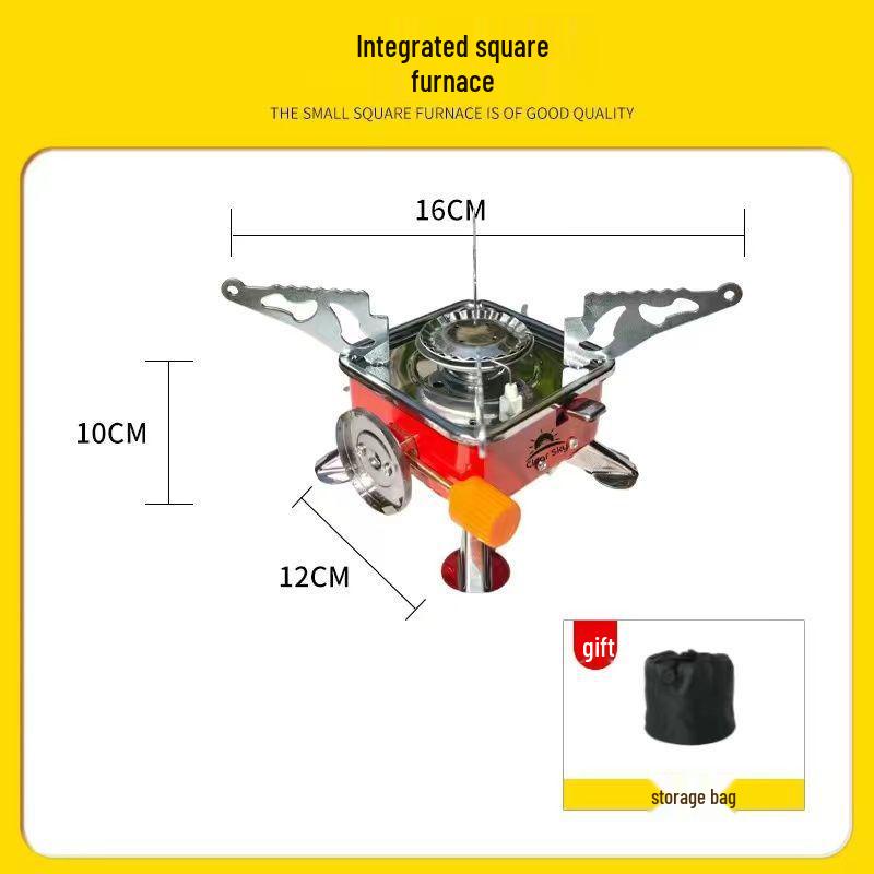 Windproof Portable Camping Gas Stove - Foldable High Power Square Design