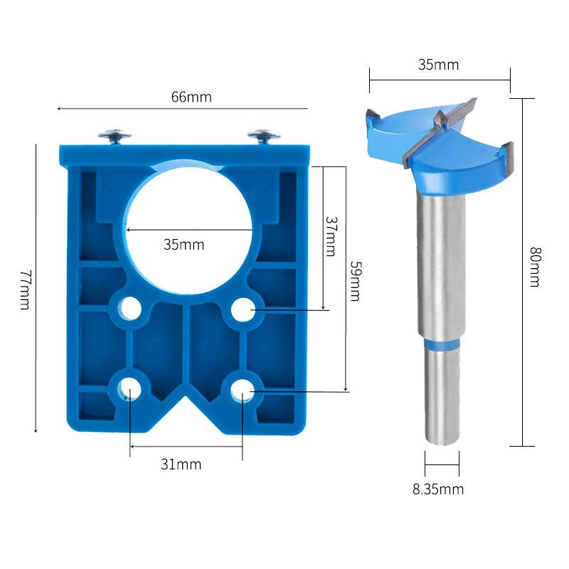 35mm Hinge Hole Opener Accuracy Locator Door Drilling Guide Drilling Jig Drill Bits for Cabinet Door Installation Hinge Jig