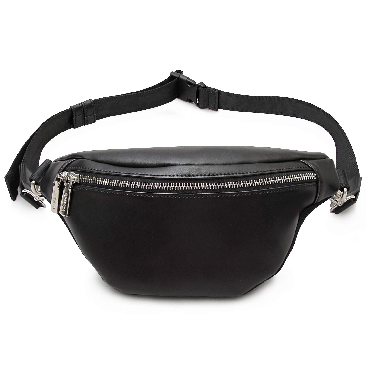 

Waist Bag Leather Waist Pouch Hip Bag Body Bag Crossbody Lightweight Black Compact 7003 Smooth Leather [Register] Men s Women s Non-stuffy
