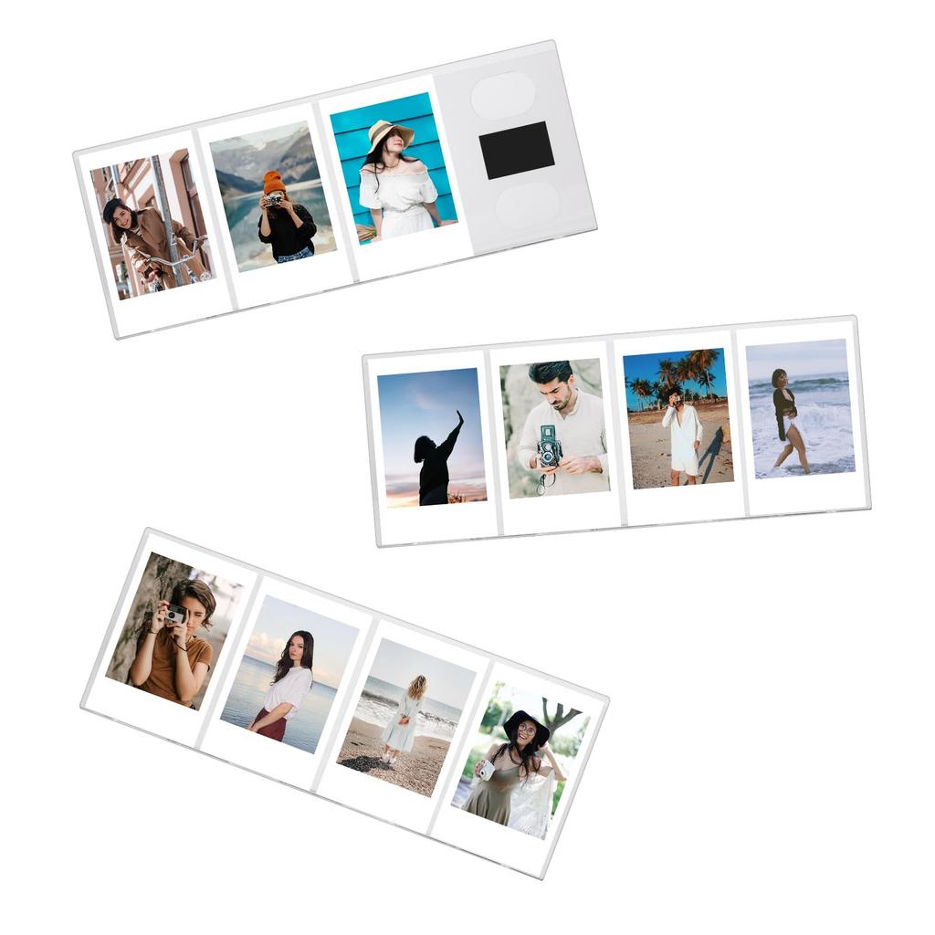 HIYQIN 4-Grid Acrylic Refrigerator Magnet Frame, Clear Display Refrigerator Magnet Frame for Polaroid/Fuji Instax Mini 3-inch Photos