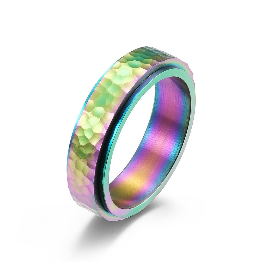 New Titanium Steel Rotating Ring Has Irregular Hand Hammered Patterns