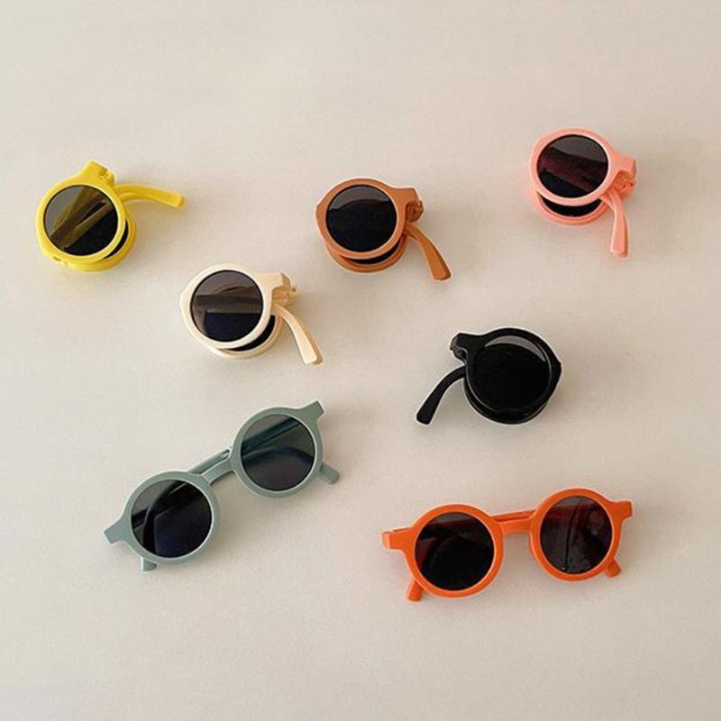 Upgraded Kids Toddler Sunglasses Foldable Pocket-size Kids Round Sunglasses Gift