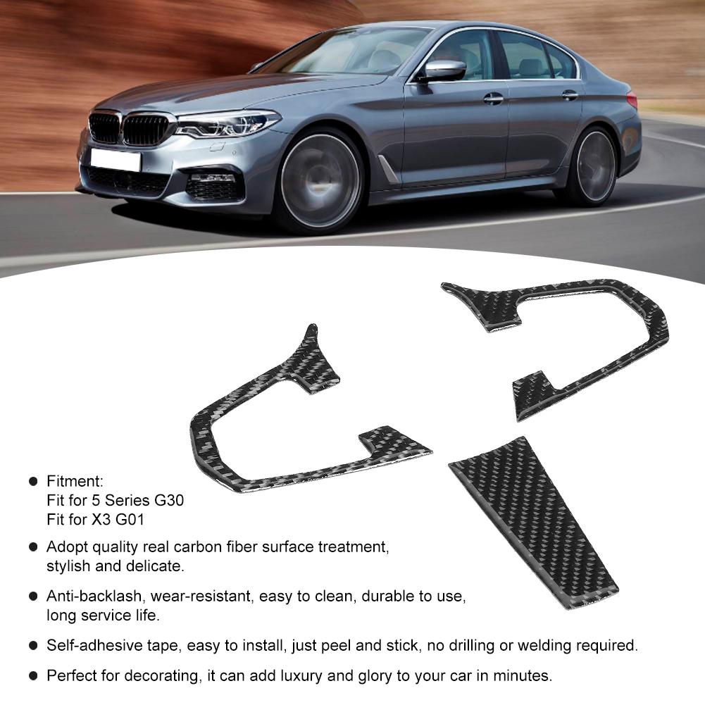 3 Adet Set Karbon Fiber İç Mekan Direksiyon Simidi Trim 5 Serisi G30 için Uygun