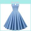 Abito Corto Senza Maniche in Misto Cotone a Pois Vintage con Cintura da Legare per Uso Casual e da Festa
