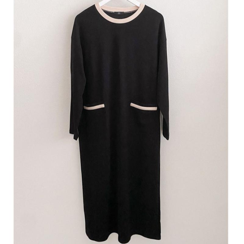 Shop Women Round Drop Shoulder Loose Fit Color Block Long Dress Ara Wdr 3030