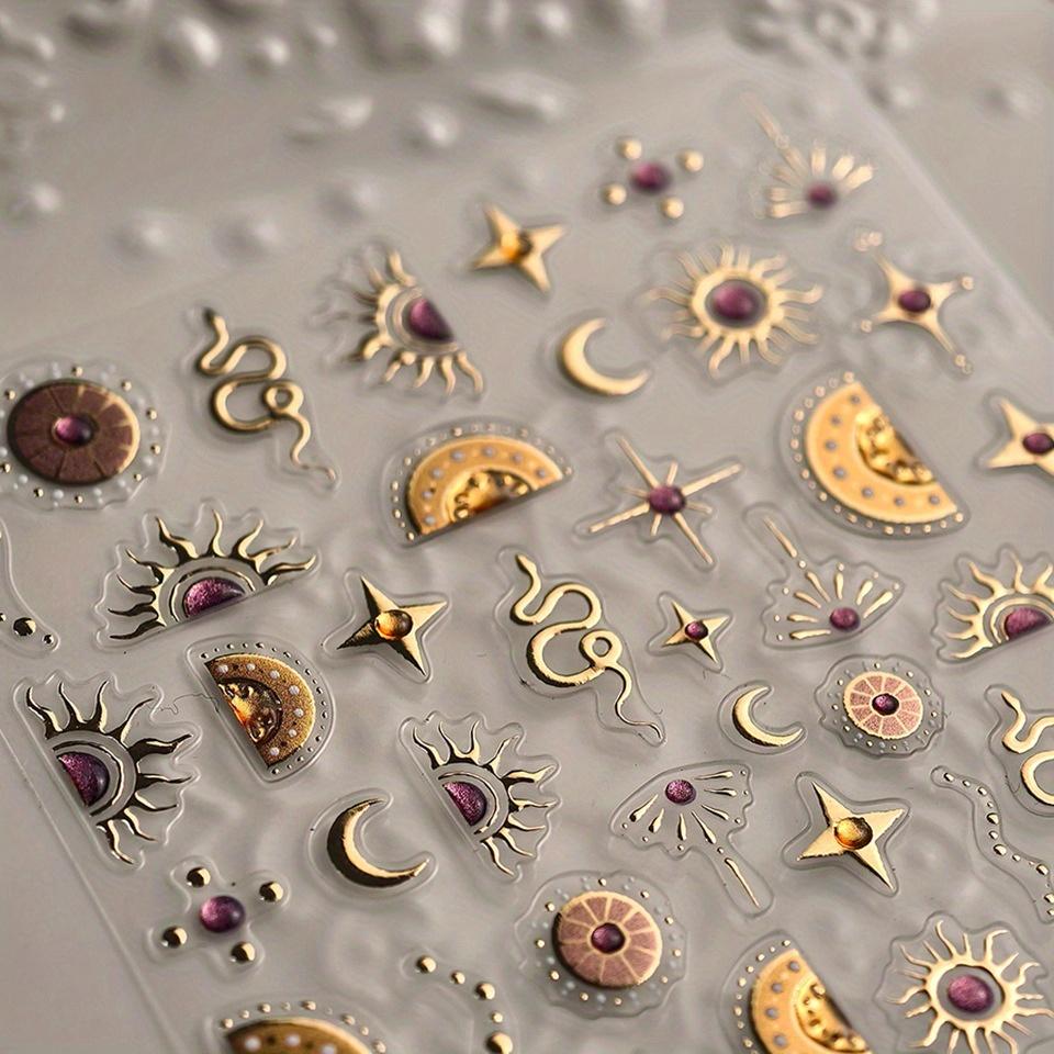 1Pc Color Gold + Jelly Glue Cartoon Nail Stickers Nail Art Stickers