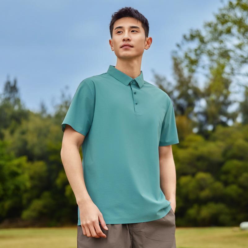 Unisex Summer Ice Silk Polo Shirt, Short Sleeve, Elastic Business-Casual, Custom Logo Option