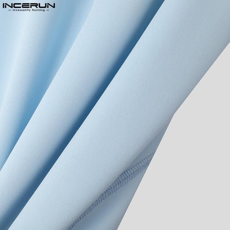 INCERUN Summer Men Sleeveless Back Patchwork Stretch Skinny Tank Tops T-shirts
