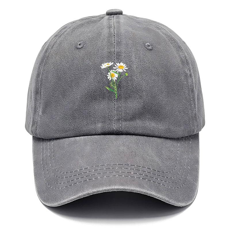 Embroidery Flowers Baseball Cap Washed Cotton Vintage Dad Hat Fashion Streetwear Hip Hop Urban Street Style Adjustable Unisex Casual Summer Cap