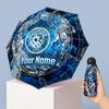 Manchester City Manual Five Fold 8 Rib Umbrella Support Custom Text, Lightweight Travel Umbrella