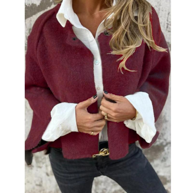 Spring and Autumn Thin Section Loose Short Cashmere Jacket Coat Women   Cashmere Warm Casual Long-sleeve Jacket Fashion Single Buckle Coats