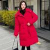 New winter clothing jacket long over the knee winter fashion medium and long slim hooded down cotton clothing women