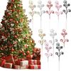 10 Stück/Set Lockiger Baum Pick Weihnachten Künstlicher Stiel Pick Hochzeit Spray Zweig Glitzer Baumdekoration Ornament Vasenfüller 5 Farben