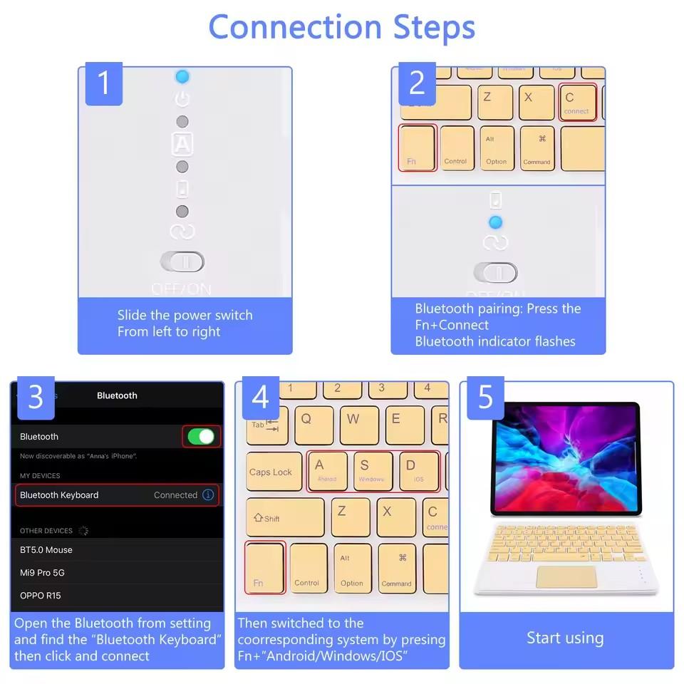 Universelle Touch-Tastatur für iPad Air 13 11 M3 11. Gen Tablet-Tastatur für Samsung Galaxy Tab S10 Ultra Bluetooth-Tastatur