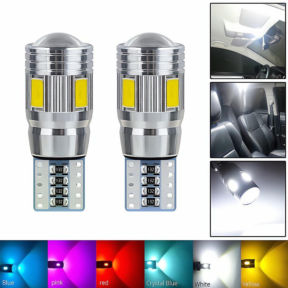 2X Multiple Color Car T10 5630 6SMD Canbus 194 W5W Auto Turn Signal Side Lamp License Plate Trunk Parking LED Dome Reading Light