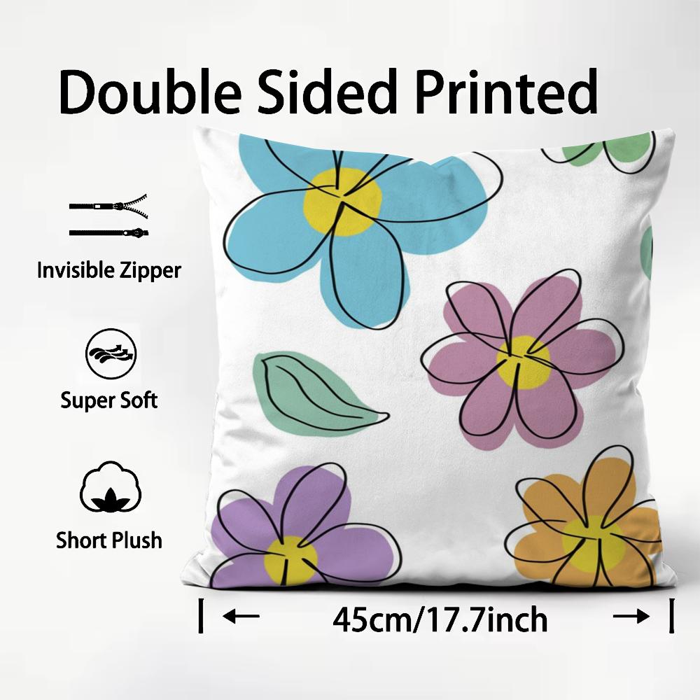 Line Flowers Cushion Cover Soft Decorative Pillow Case Suitable For Bedroom Sofa Car Travel Use