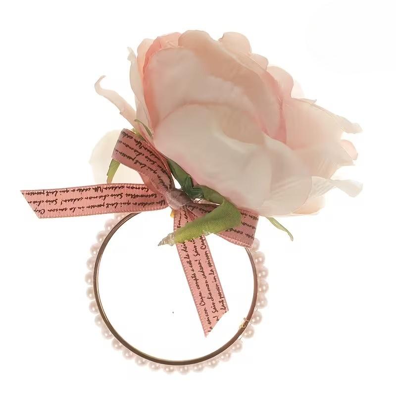 1-24PCS 2026 Pearl Rose Napkin Ring Creative Elegant Holder for Hotel Wedding Party Dining Table Decoration Accessories