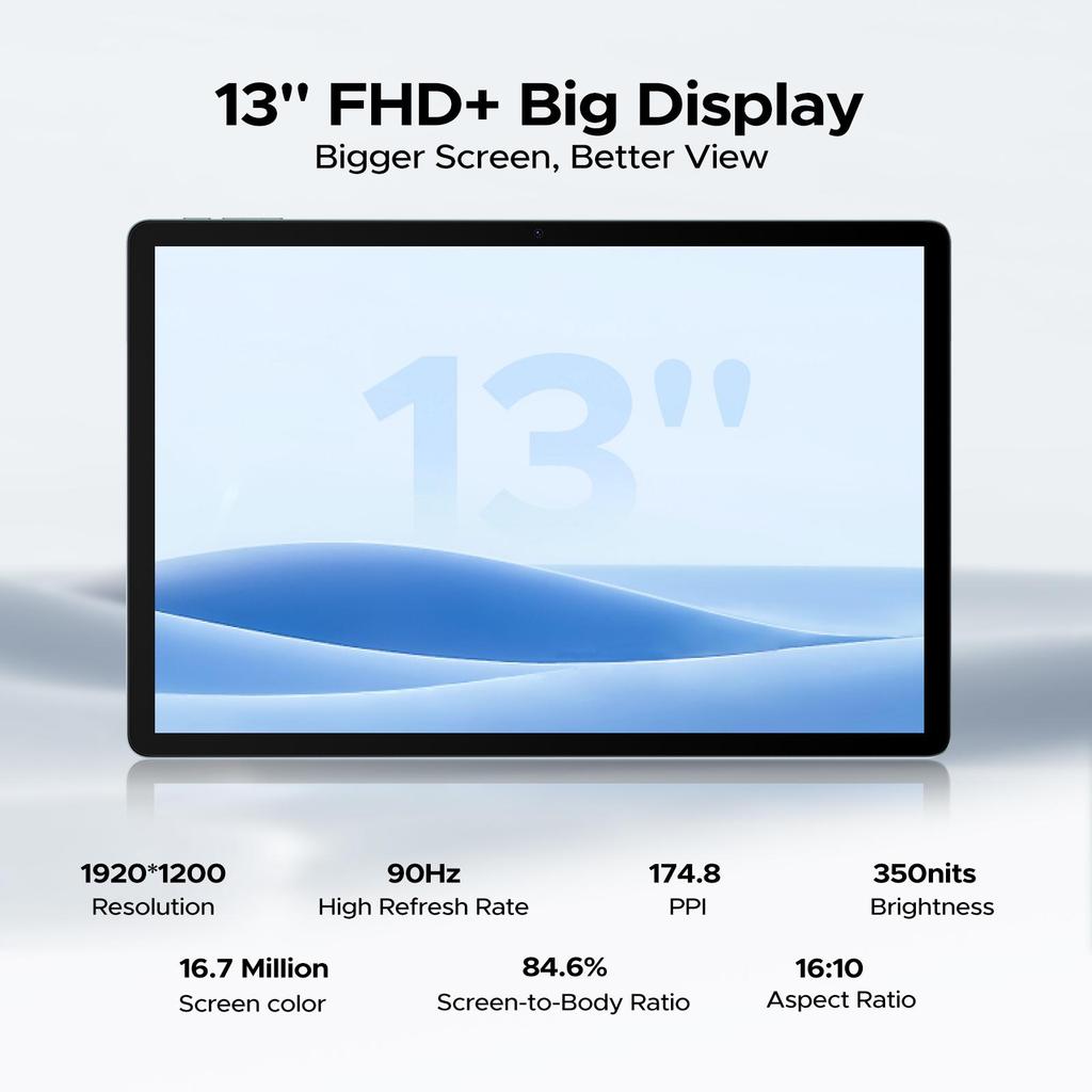 DOOGEE U13 Android 16 Tablet 13 inch Tablets, 32GB RAM+256GB ROM(2TB TF), 11000mAh Tablet with Keyboard Mouse Pen Case