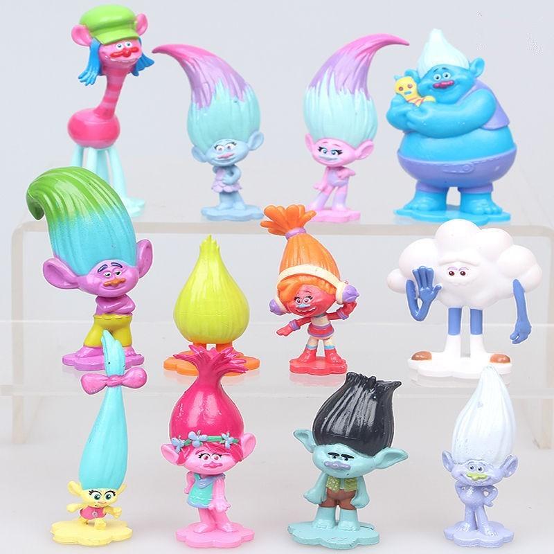 Trolls Movie Poppy Branch Action Figures Cake Toppers Doll Toy Gifts 12 Pcsset