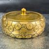 Pure brass dragon and phoenix with lid, treasure bowl ashtray, home living room office decoration
