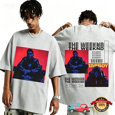The Weeknd Starboy 2026 Pure Cotton Twosided Pattern Unisexs And Unisexs Hiphop Concert Shortsleeved Tshirt
