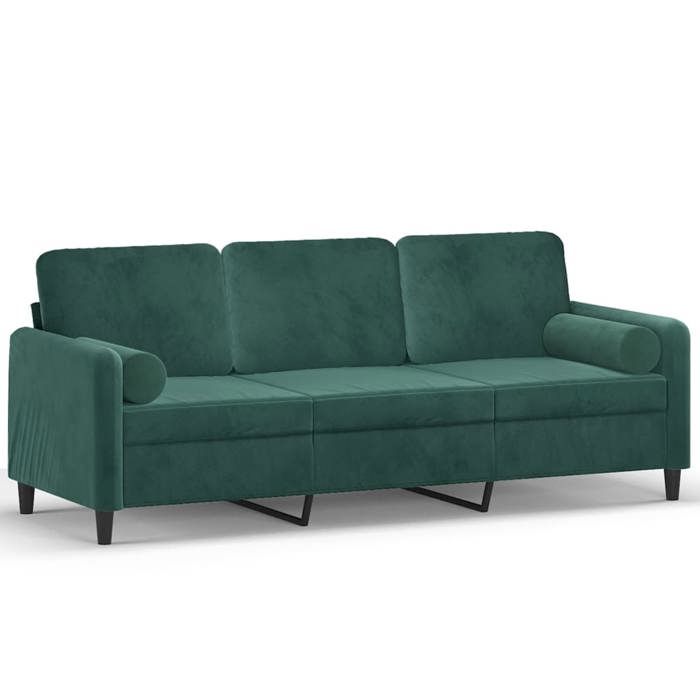 VidaXL 3-seater Sofa with Pillows Dark Green 180 Cm Velvet, Sofa, Living Room Sofa, 3-seater Sofa In Velvet, Sofa 3200893
