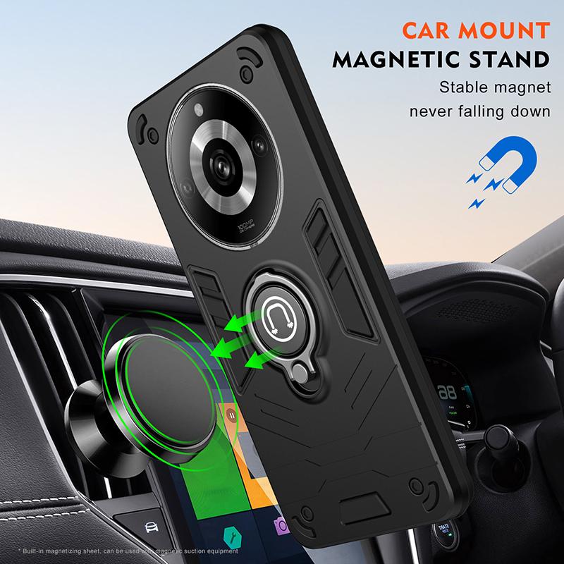 For Realme 11 Pro Shockproof Camera Full Protection Phone Case For Realme 11 Pro Plus Case Armor Car Magnet Ring Stand Cover