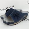 Lucyever Flower Platform Wedges Heels Slippers Women Hollow Out Thick Sole Sandals Woman Summer 2024 Plus Size Casual Shoes 43