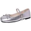 Bow niche single shoes spring and summer new soft leather Mary Jane shallow temperament women's flat shoes