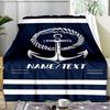 1PC Custom Name Nautical Anchor Outdooor Flannel Blankets Throw Blanket All-Season Throw Gift Bedspread for Couch, Bed, Camping Holiday Birthda