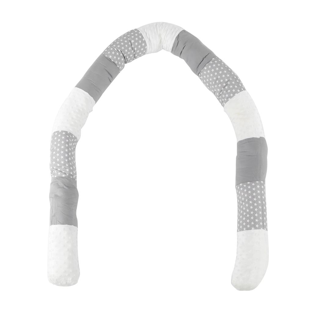 Baby Crib Bumper Cotton Snake Pillow Cushion Soft Infant Bed Protector Fence DecorGray Splicing
