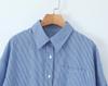 Korean Retro Striped Long-Sleeve Shirt & Strapless Camisole with Loose Wide-Leg Casual Pants for Women