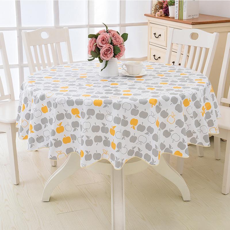 Pastoral Style Floral Pattern Pvc Round Table Cloth Oil-Proof Waterproof Plastic Tablecloth Home Dining Table Cover