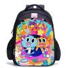 Zaino Scuola per Bambini, Testa Grande Gatto Blu Forrest Gump Scuola di Animazione, Tessuto Oxford Nero Resistente allo Sporco Grande Capacità.
