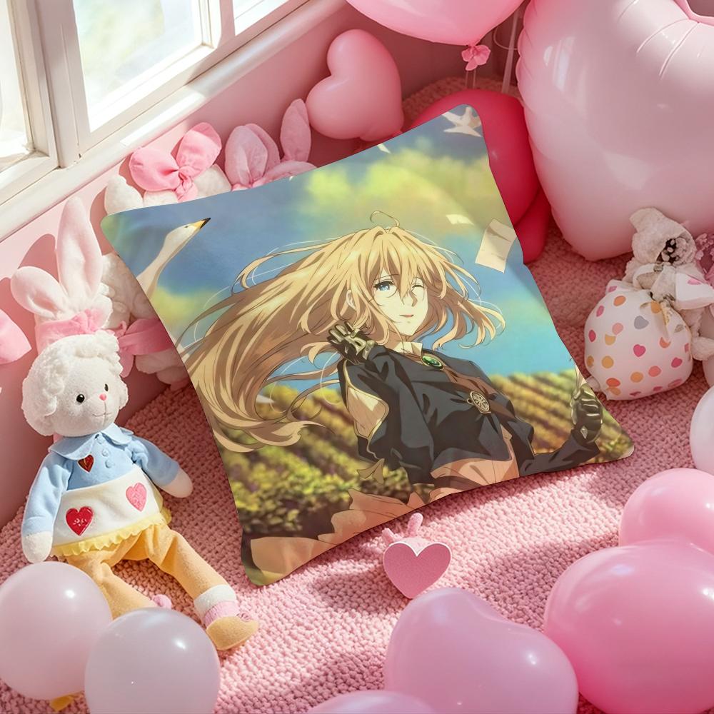 Аниме V-Violet E-Evergarden Наволочка с принтом узора Подушка для гостиной Дивана Наволочка и Декор спальни 12x12Inch