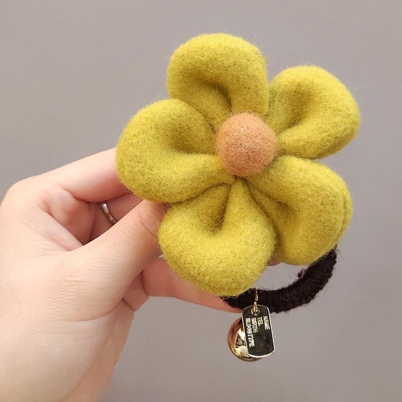 Korean Cute Woolly Flower Plush Hair Tie Headband