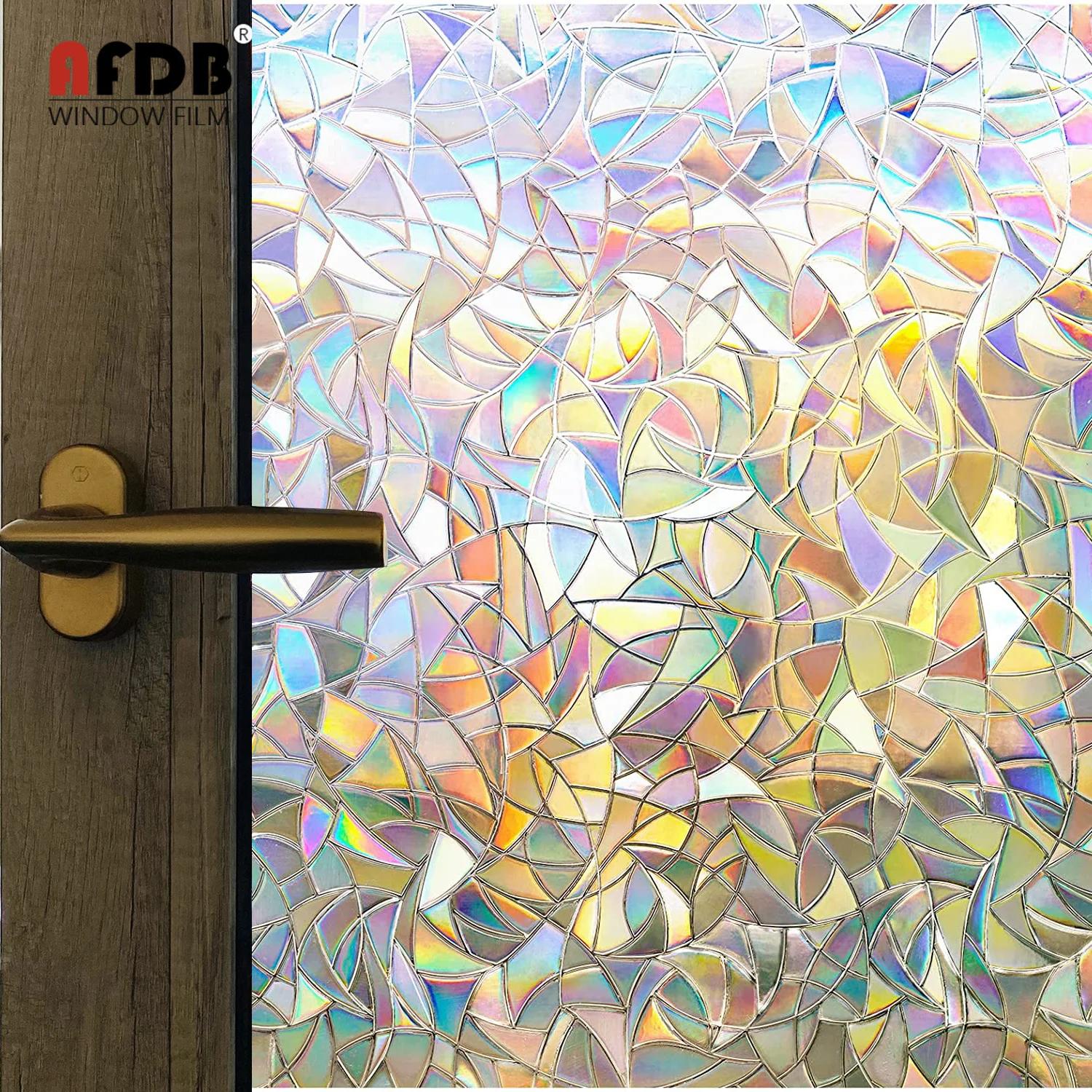 

Радужная пленка для окон с эффектом конфиденциальности для стеклянных окон, неклеящаяся пленка, декоративные наклейки на окна для домашнего офиса, защита от ультрафиолета 30x100 cm