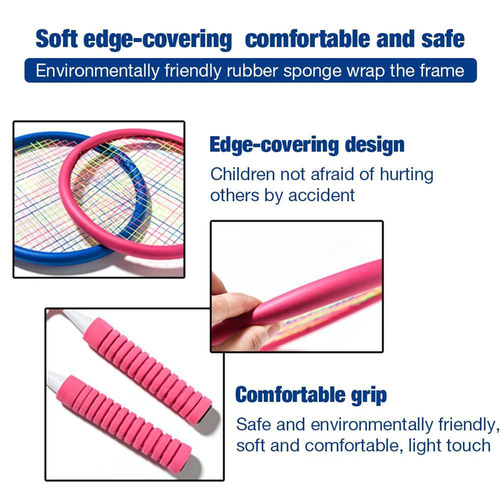 Badminton Rackets Set Portable Badminton Rackets with 2 Shuttlecocks and Carrying Bag for Children