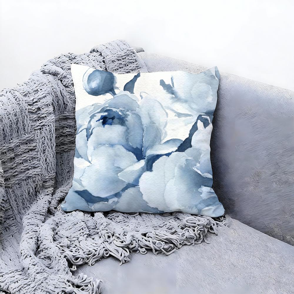 Painted Blue Print Creative Cushion Cover Premium Comfort Reversible Pillow Cove -Two in One Design for Any Room & Car Interior